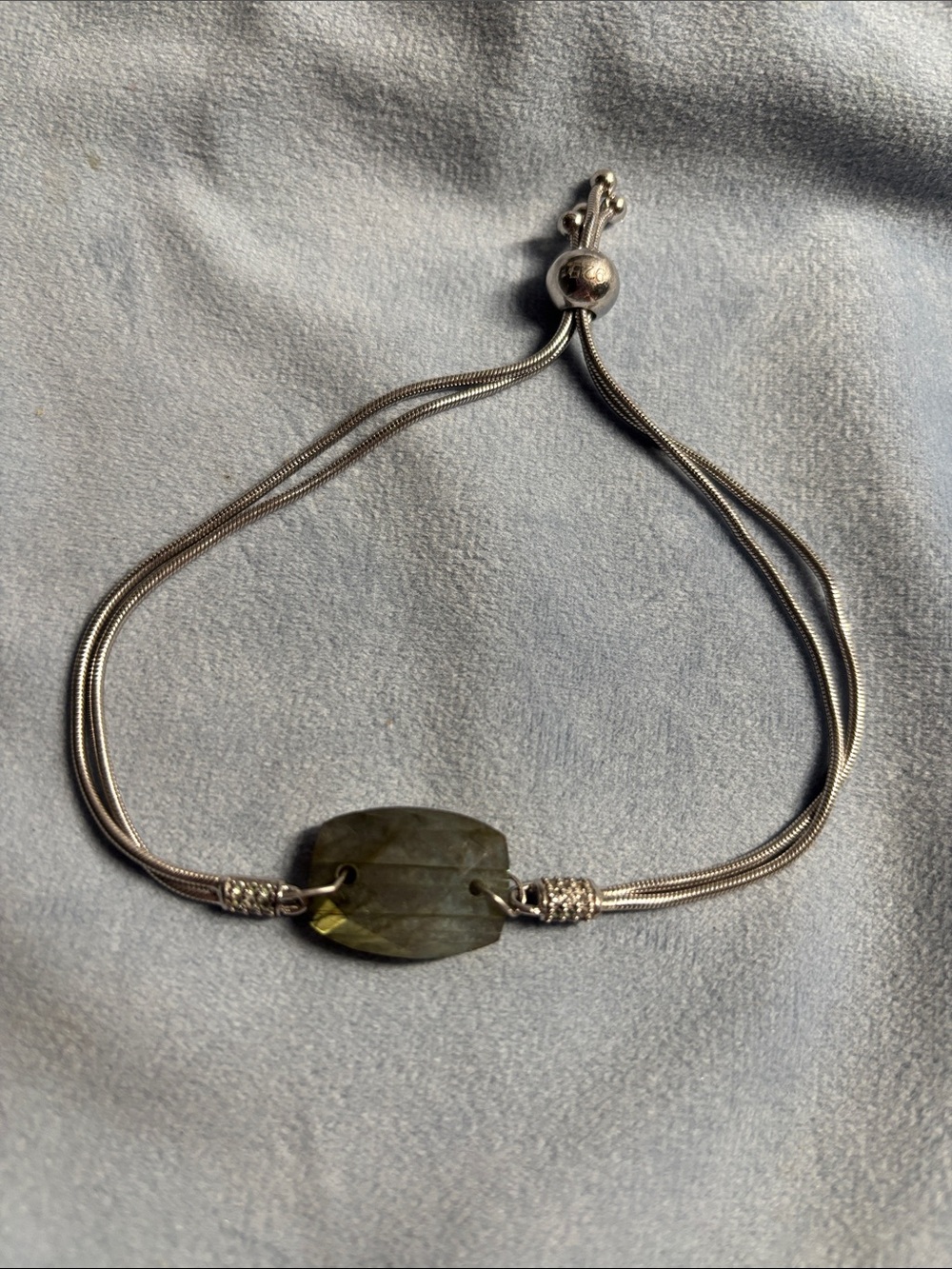Adjustable Sterling Silver Bracelet with Labradorite Accent